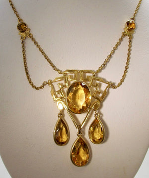 Art Nouveau citrine necklace