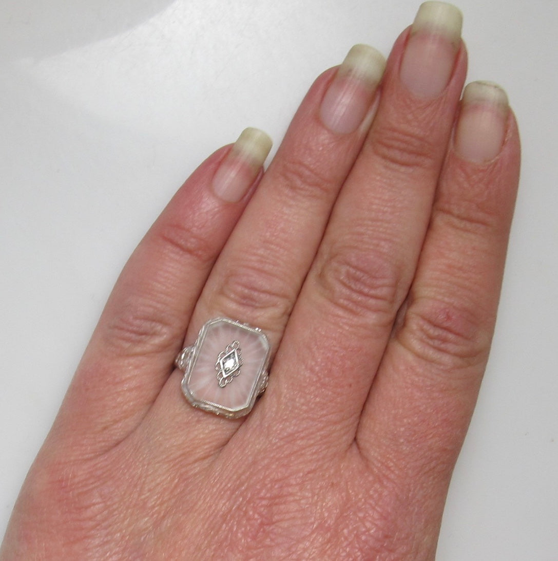 Camphor glass diamond ring