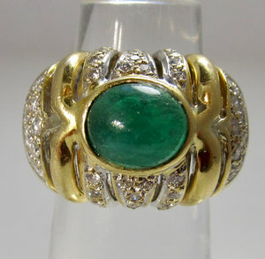 2ct emerald and diamond dome ring