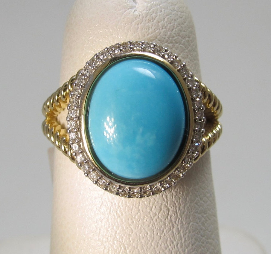 Modern turquoise and diamond ring