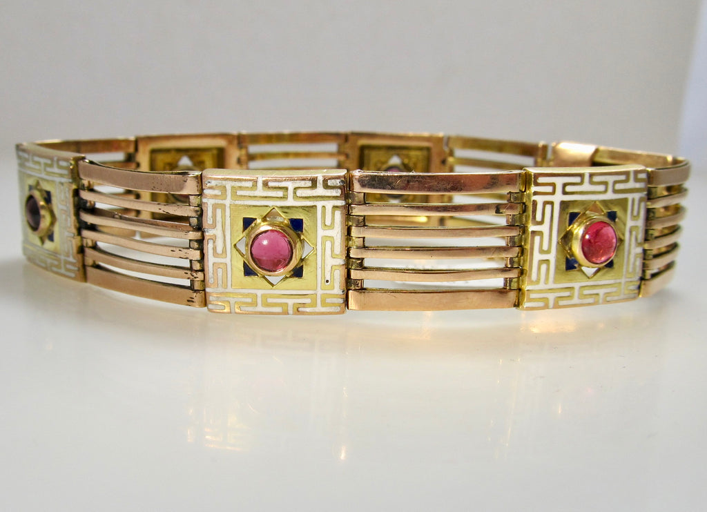 Rose gold ruby enamel bracelet