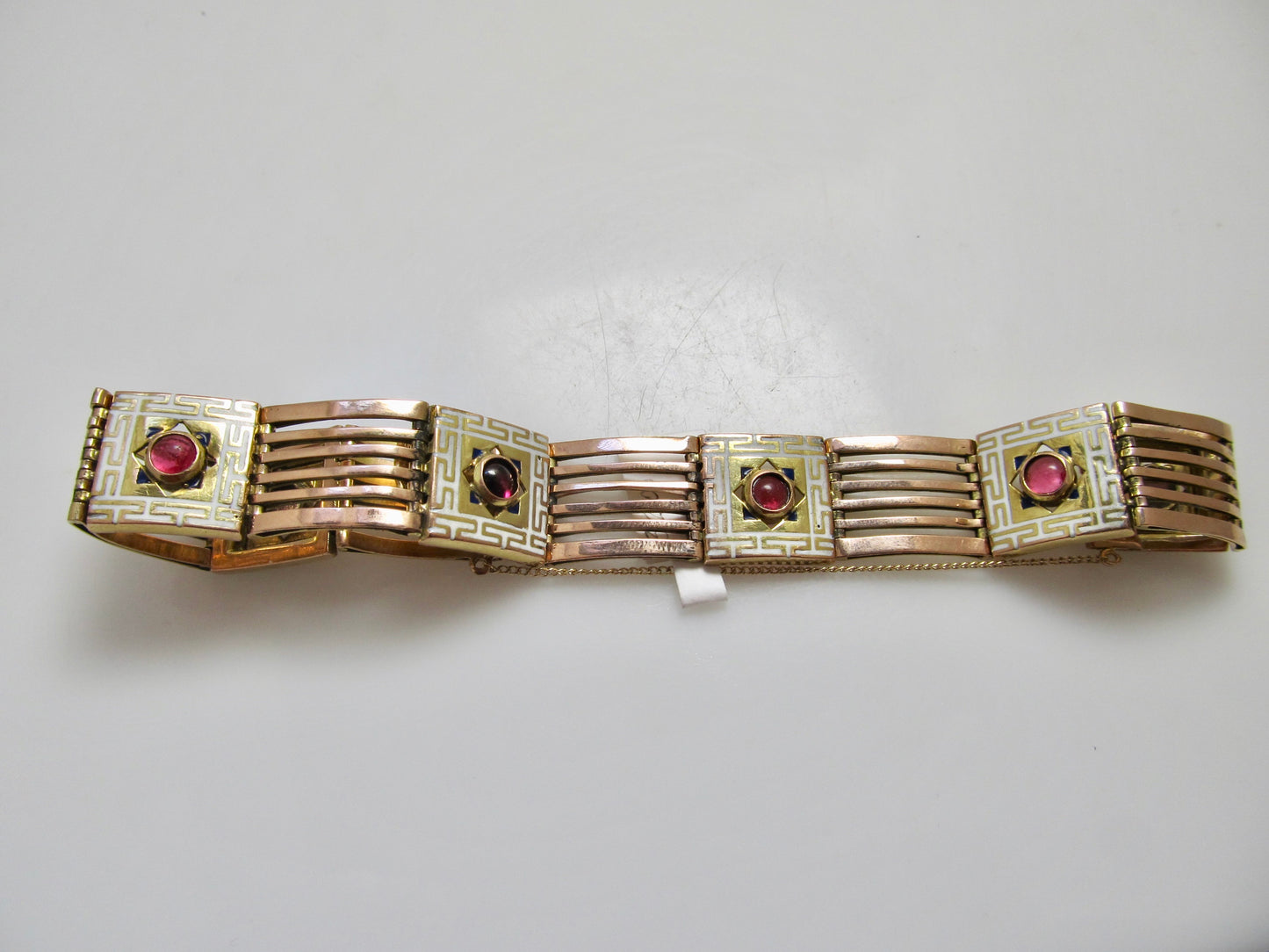 Rose gold ruby enamel bracelet