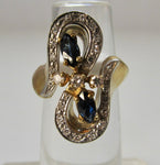 Sapphire and diamond cocktail ring