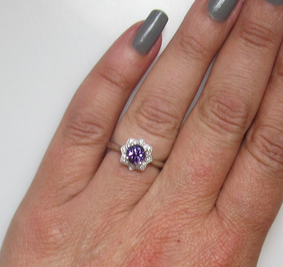 Gabriel & Co amethyst diamond ring