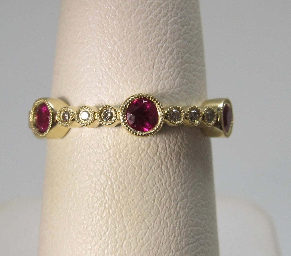 Gabriel & Co ruby diamond band