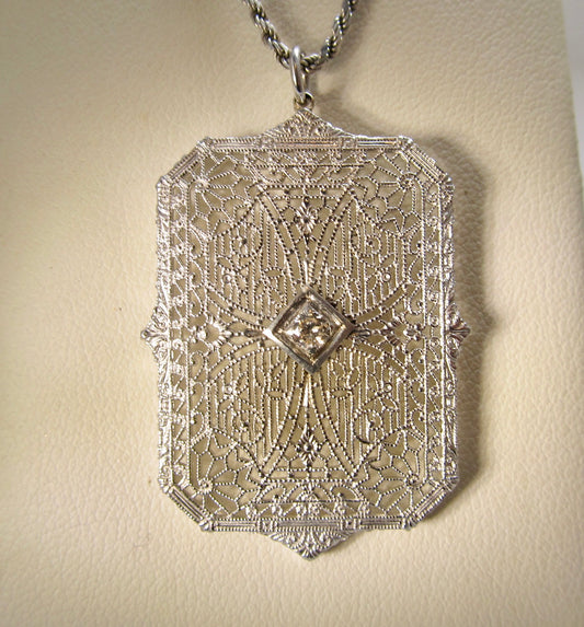 Vintage filigree diamond necklace