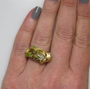 Vintage enamel lion ring