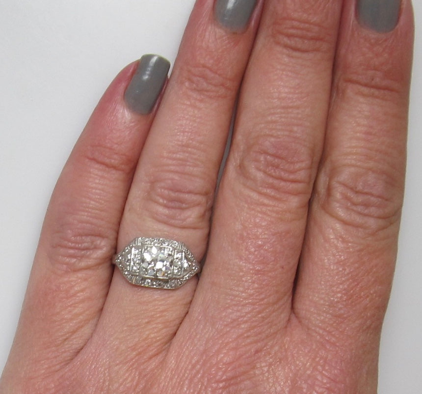 Antique platinum diamond ring