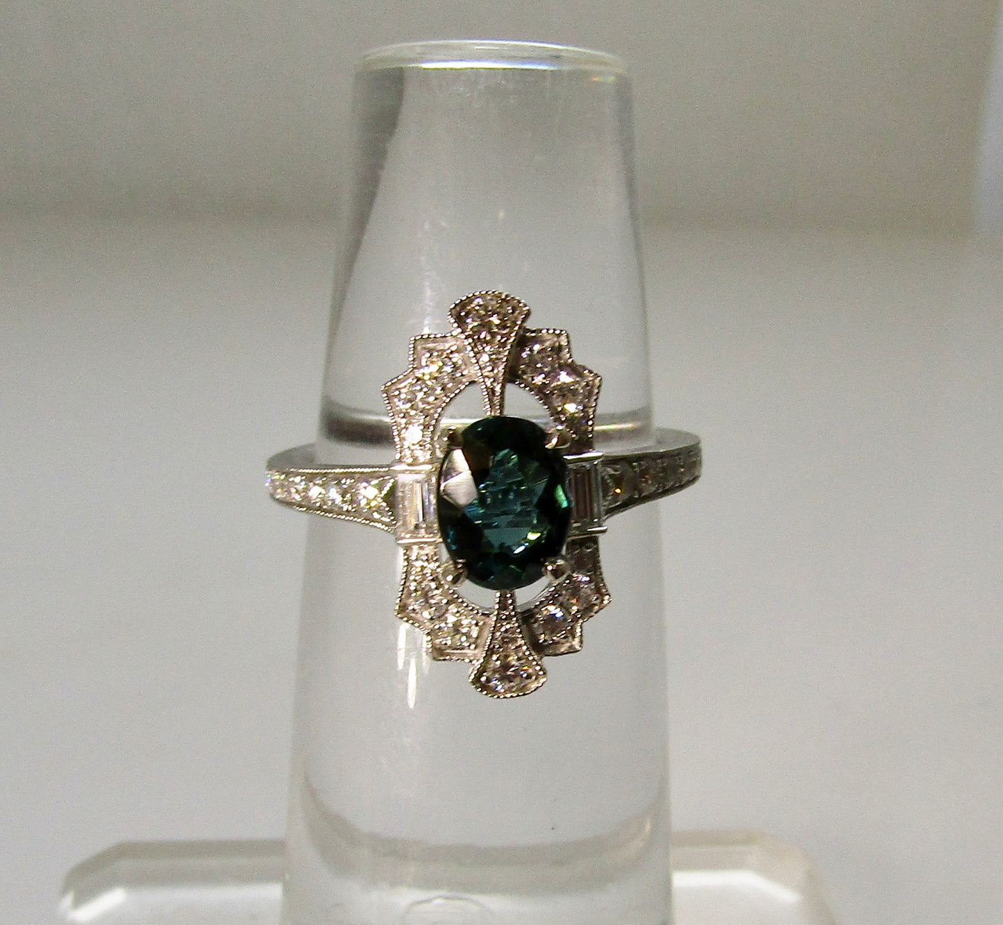 Mermaid tourmaline diamond ring