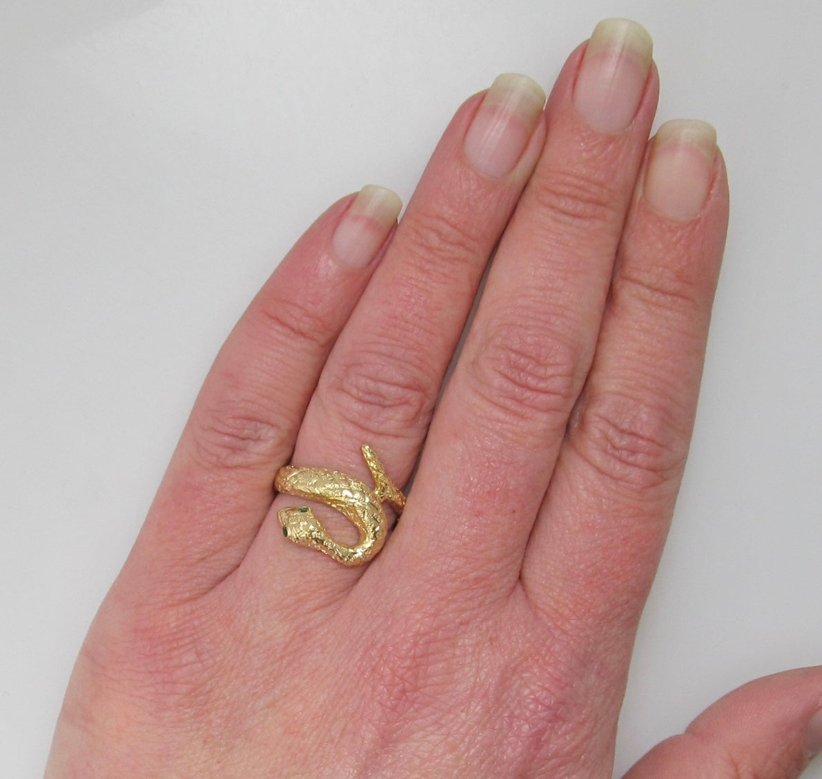 Black Diamond Snake Ring in 18k Gold