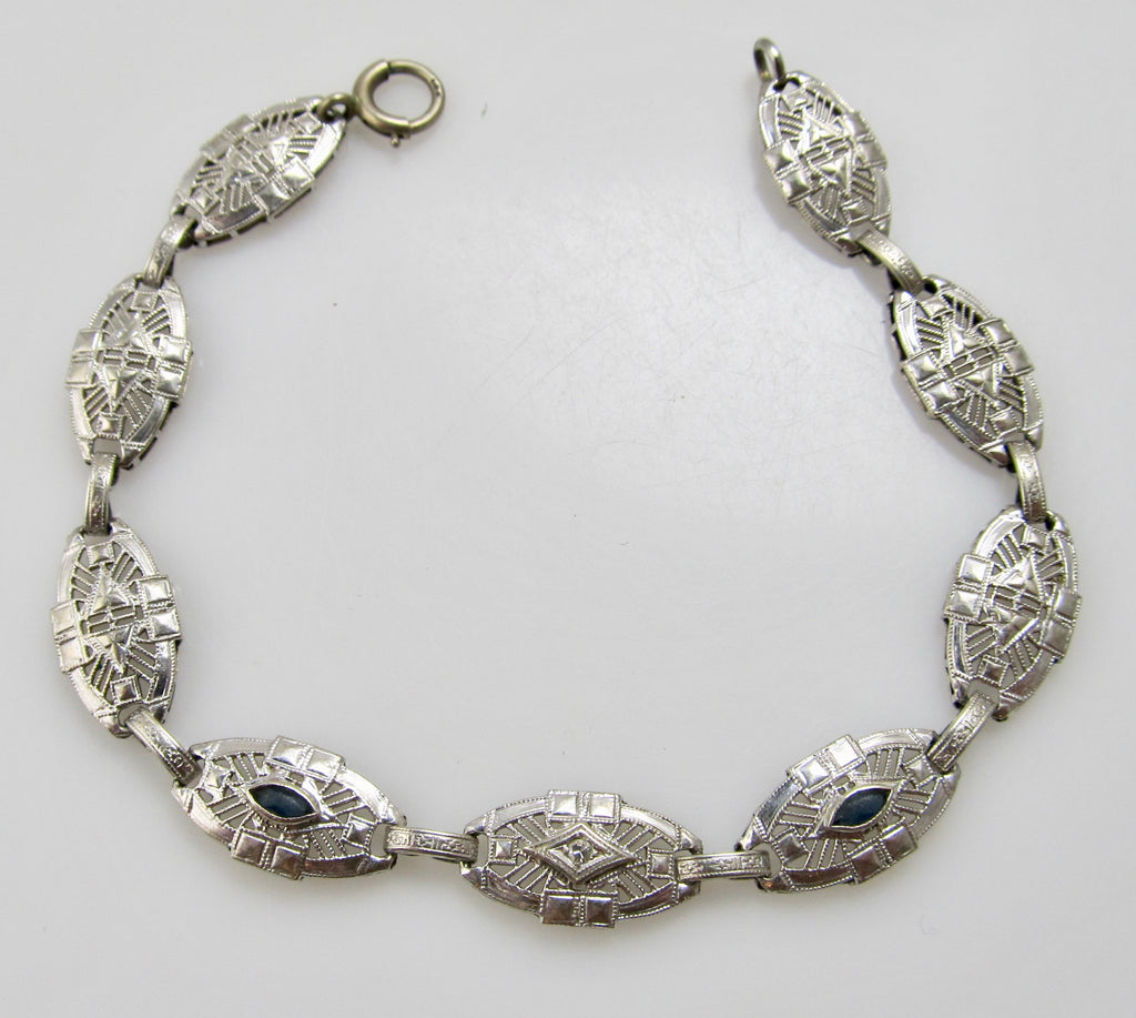 Antique 14k white gold filigree bracelet, circa 1920