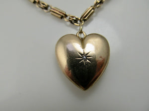 Antique heart locket charm bracelet, 14k