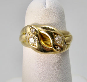 Dated 1895 double head diamond snake ring