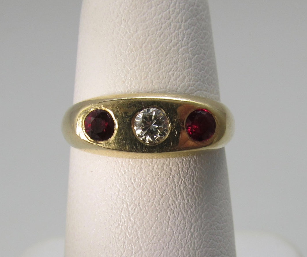 Vintage ruby and diamond gypsy ring