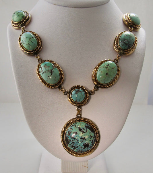 Fabulous handmade turquoise and rose gold necklace