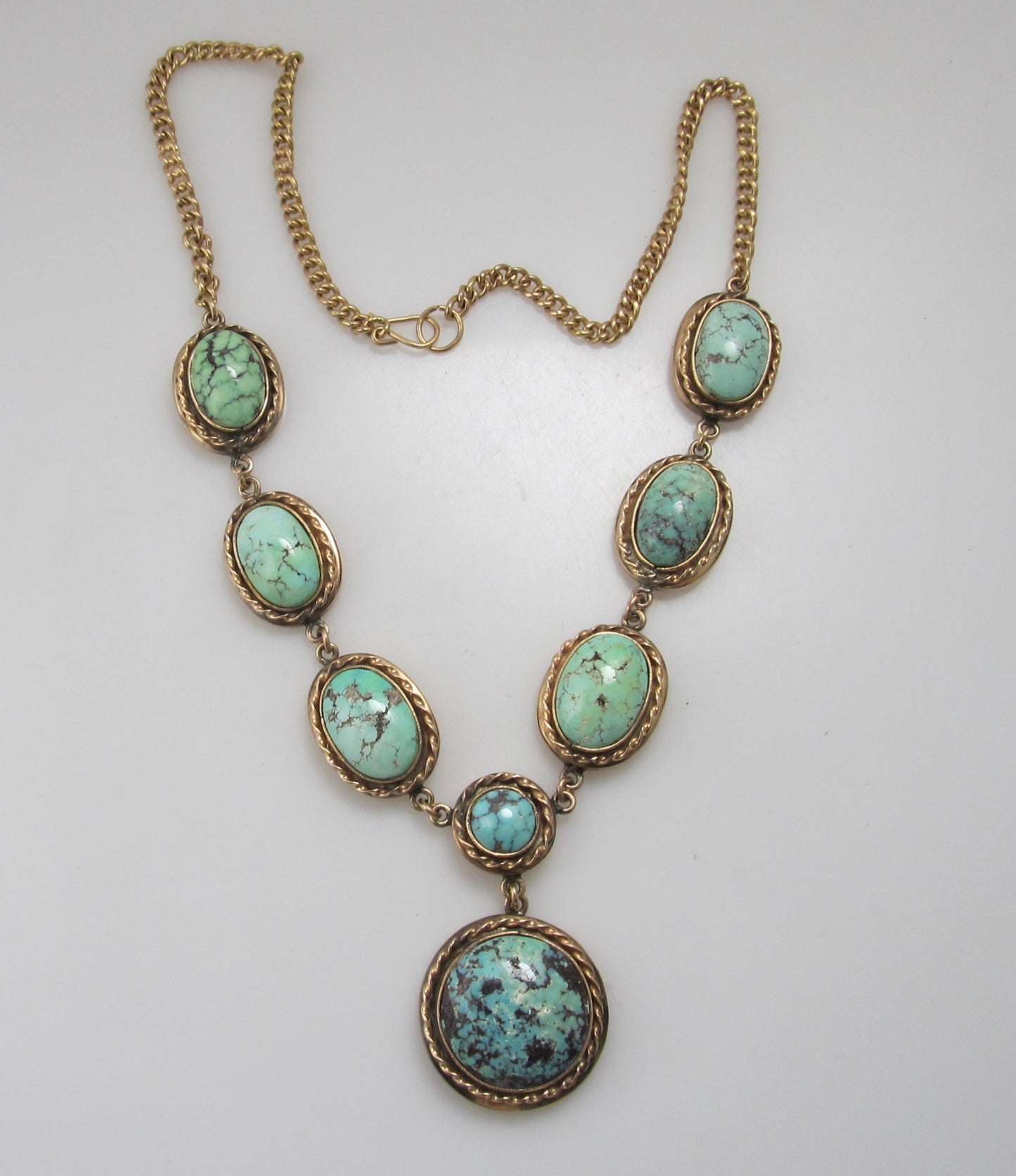 Fabulous handmade turquoise and rose gold necklace