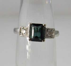 1ct blue tourmaline and diamond ring