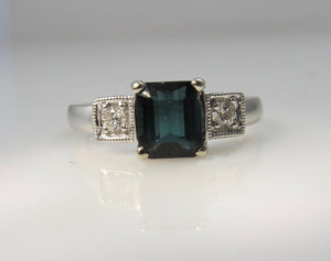 1ct blue tourmaline and diamond ring