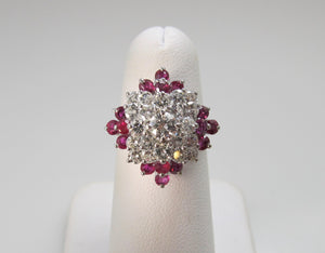 1.25ct diamond and ruby cocktail ring