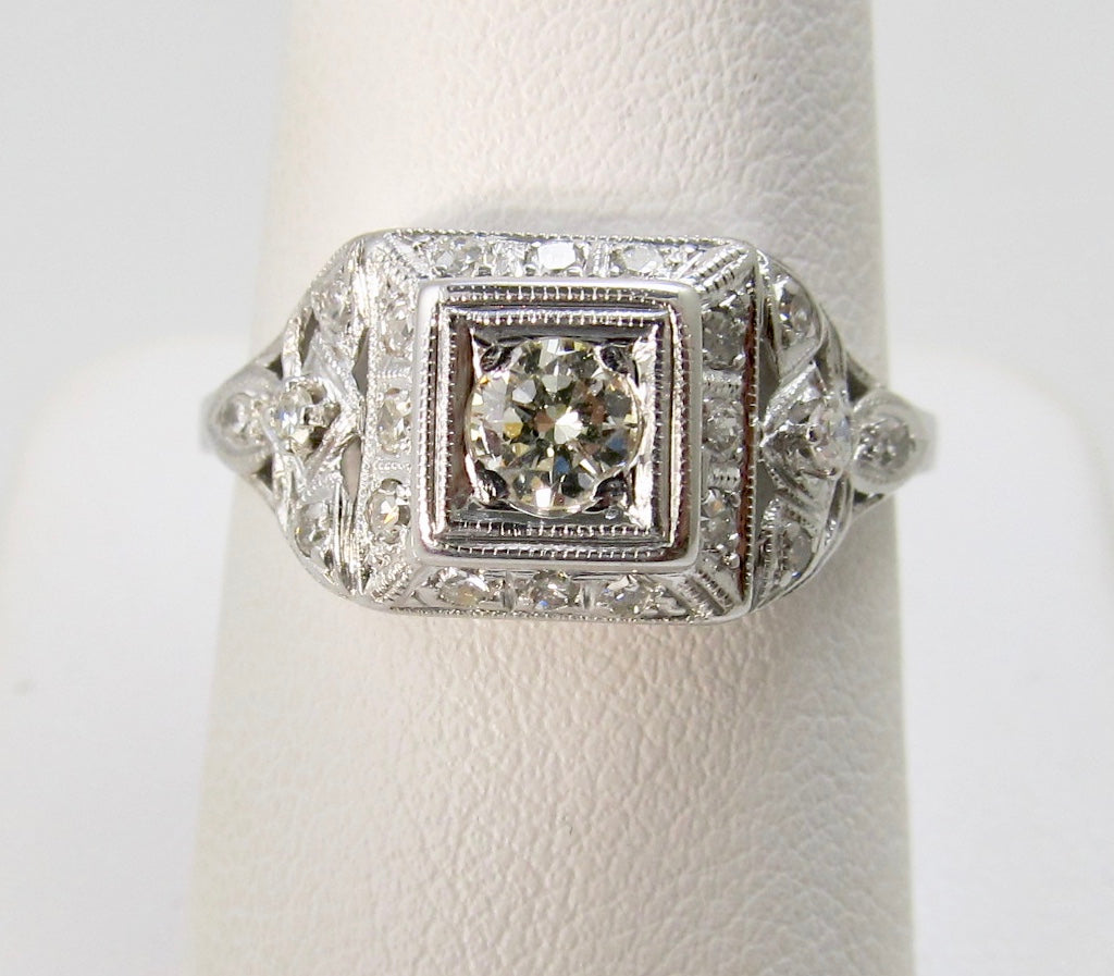 Antique platinum and diamond ring