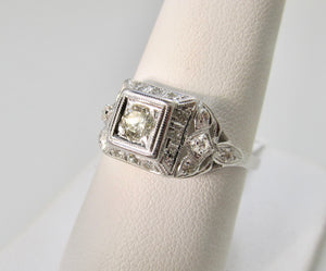 Antique platinum and diamond ring