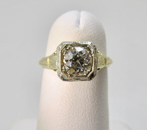 Antique yellow gold diamond engagement ring