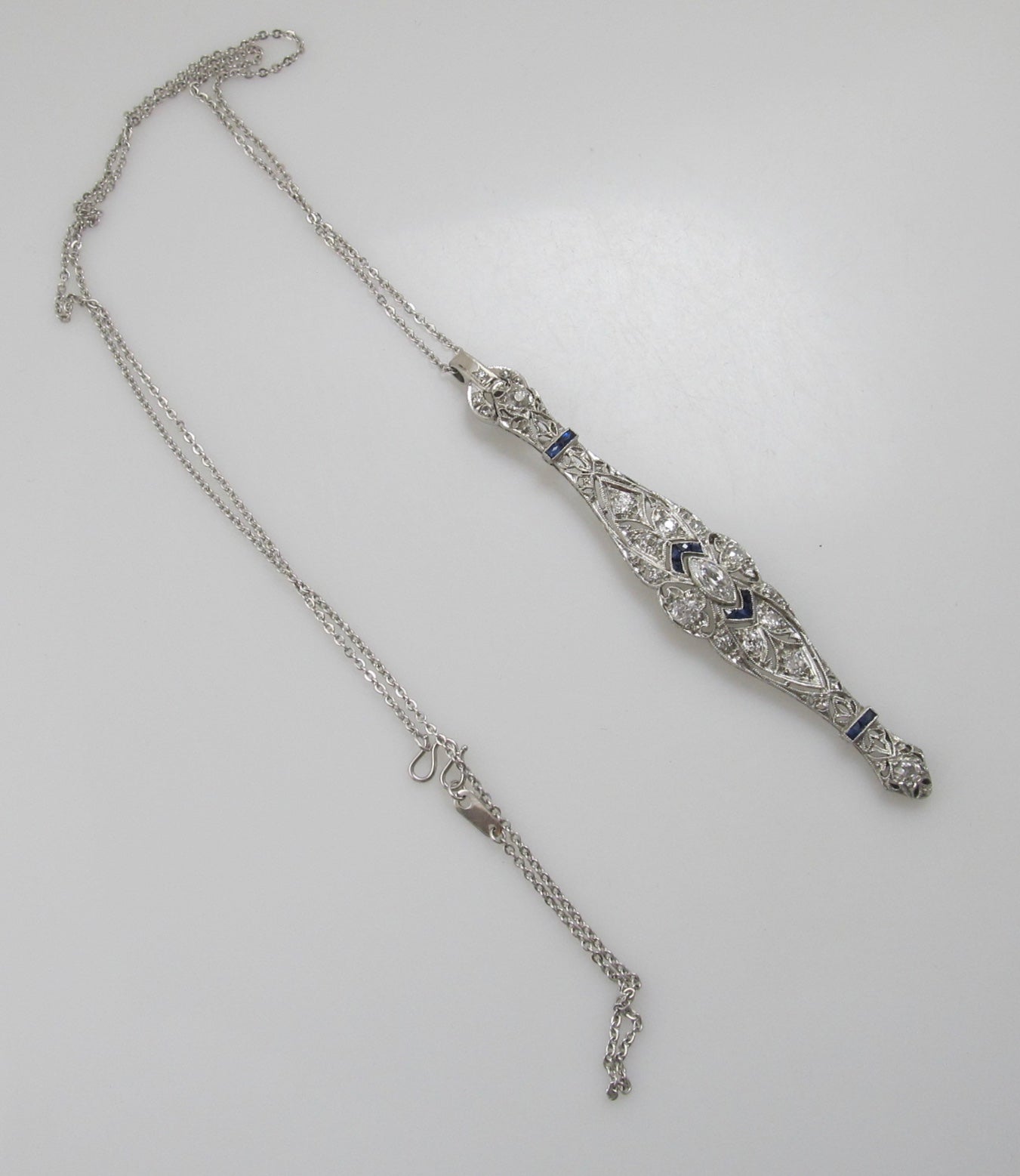 Art Deco platinum sapphire and diamond necklace
