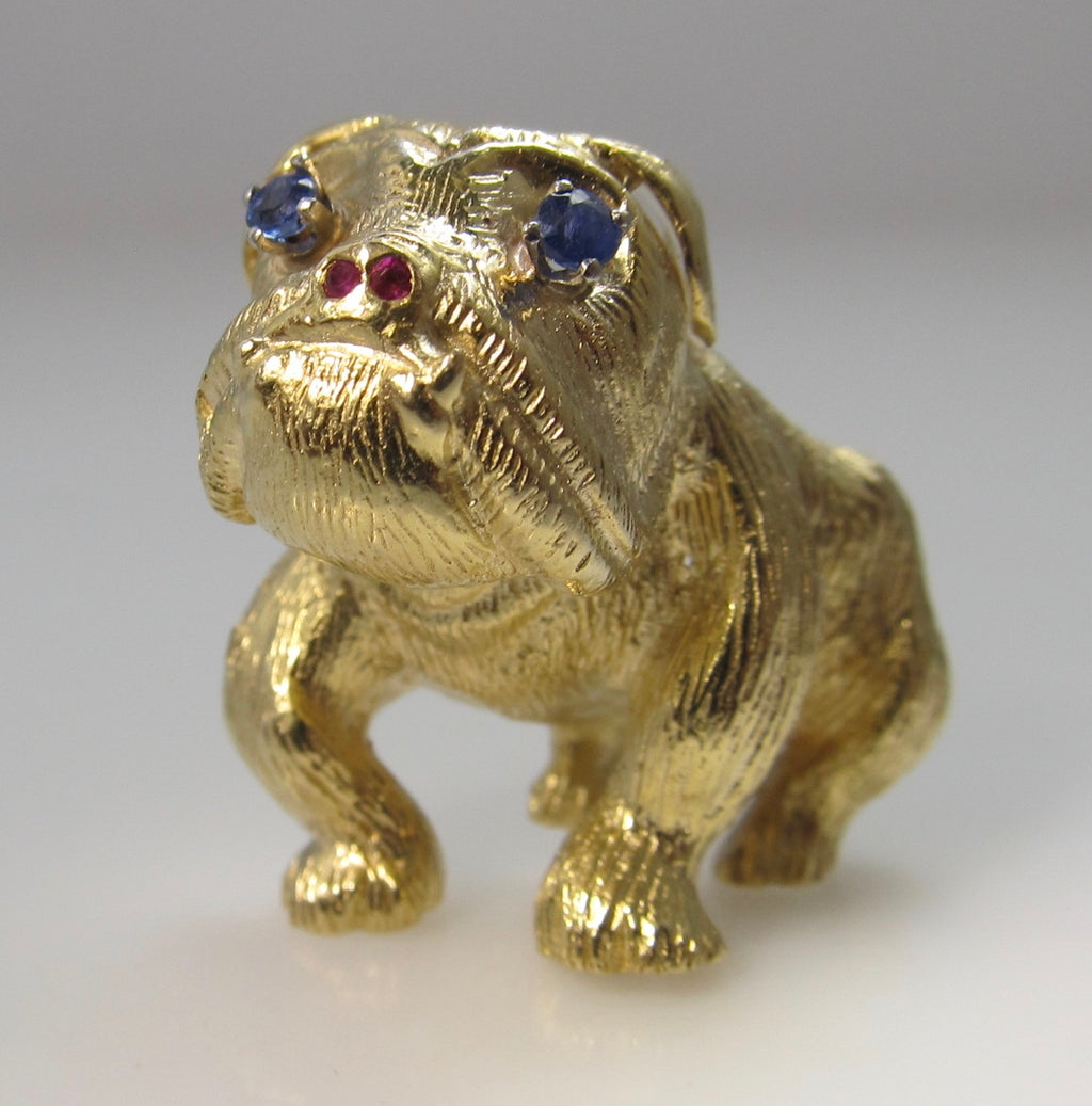 14k yellow gold bulldog pin