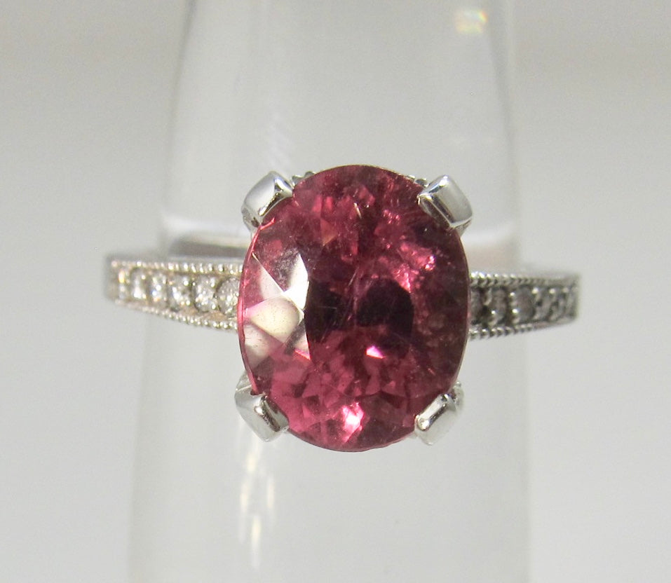 Estate 2.75ct pink tourmaline diamond ring