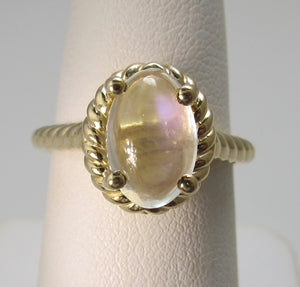 14k yellow gold ring with moonstone