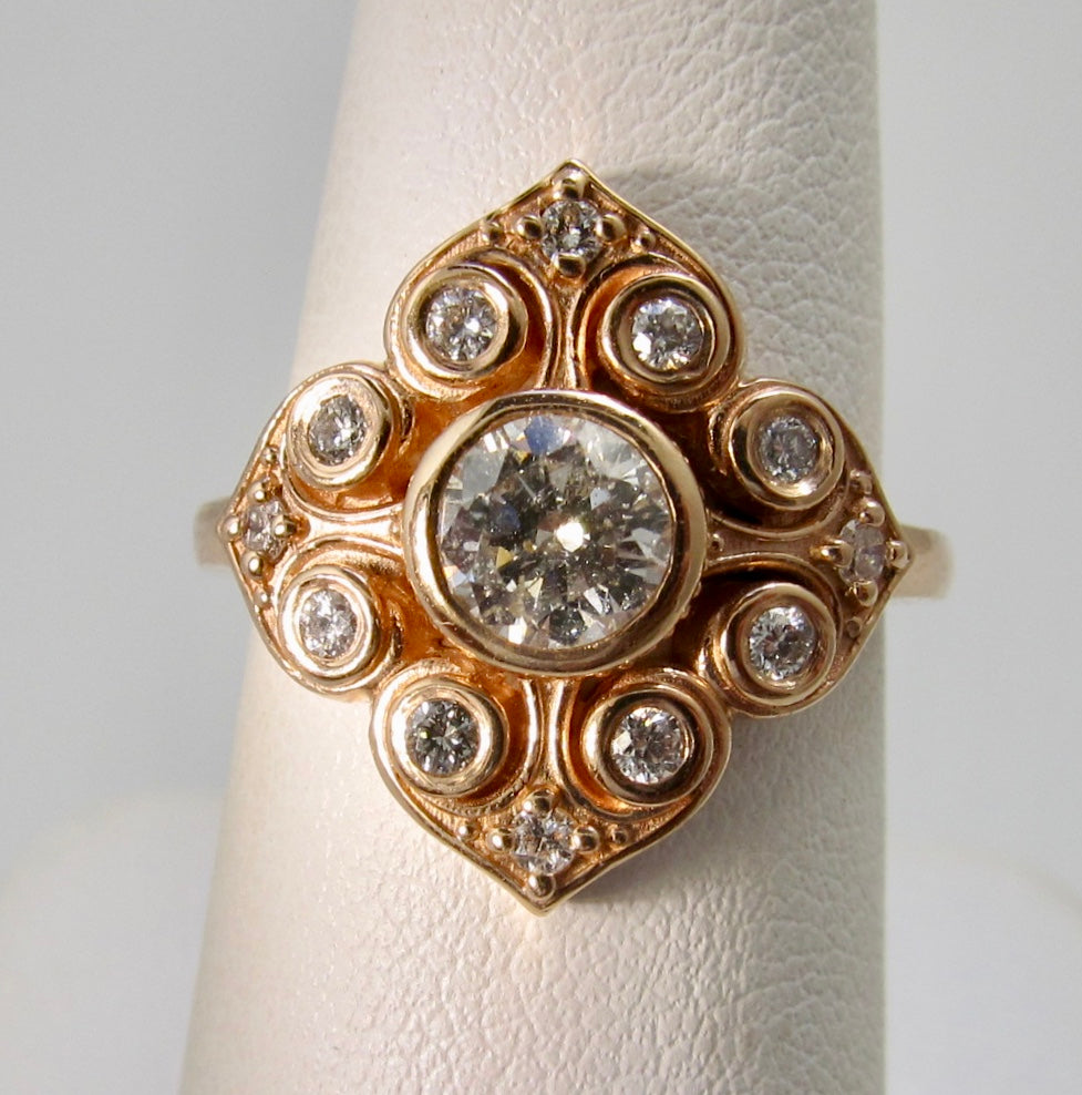 14k rose gold 1ct diamond ring