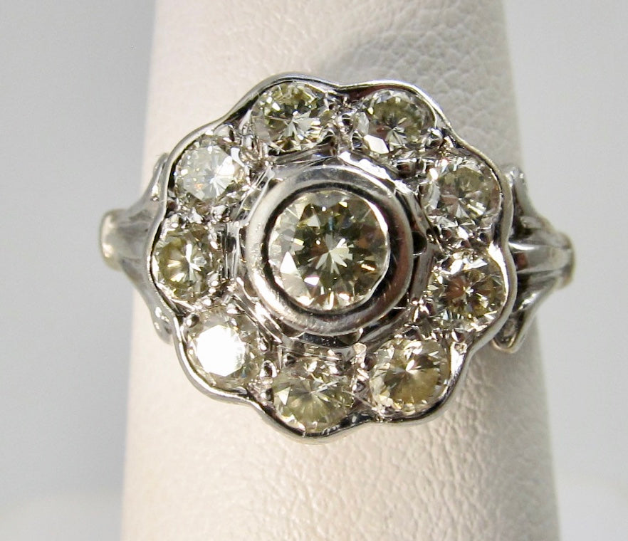 Vintage 1.15ct diamond flower ring