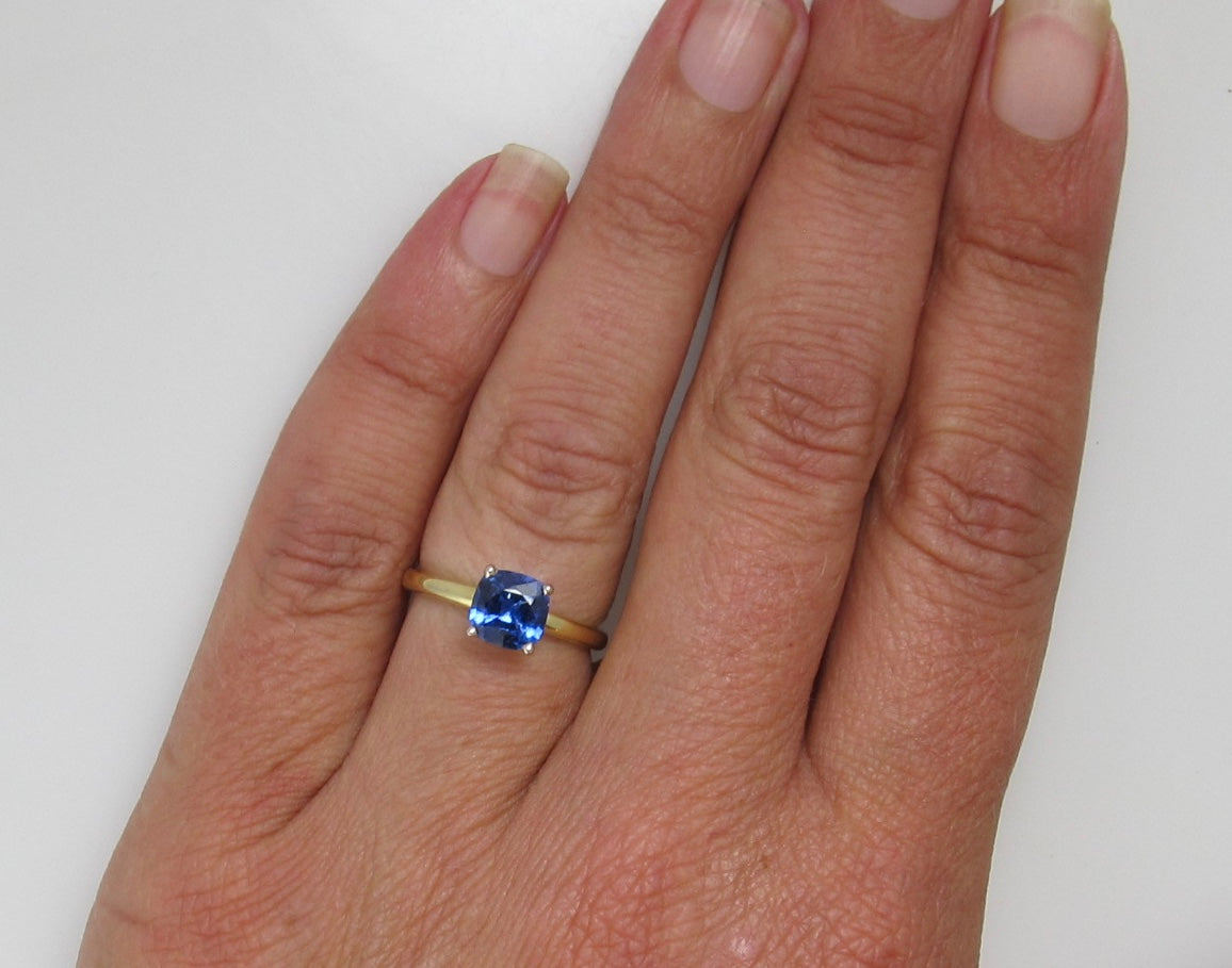 1.25ct cushion cut sapphire engagement ring