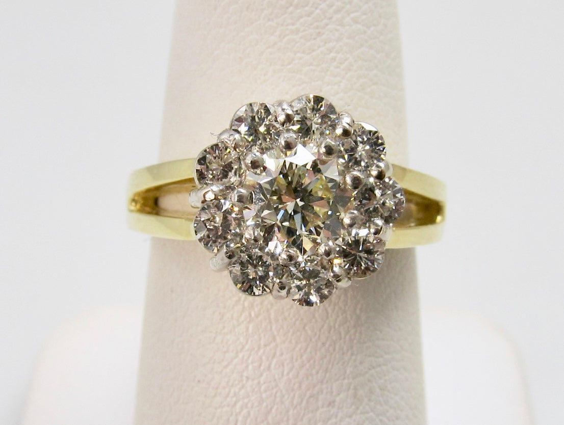 Vintage 1.86ct diamond cluster ring