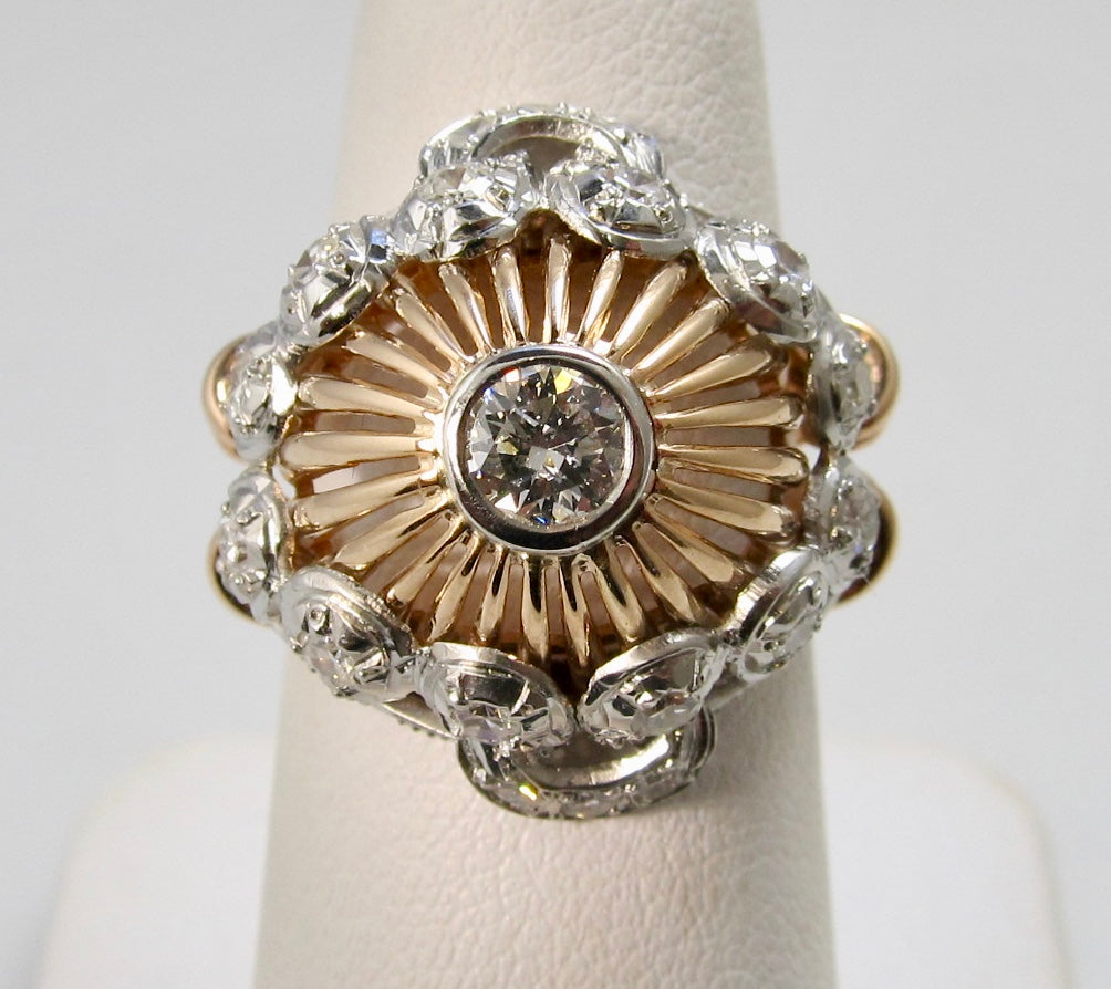 Vintage retro rose gold diamond ring