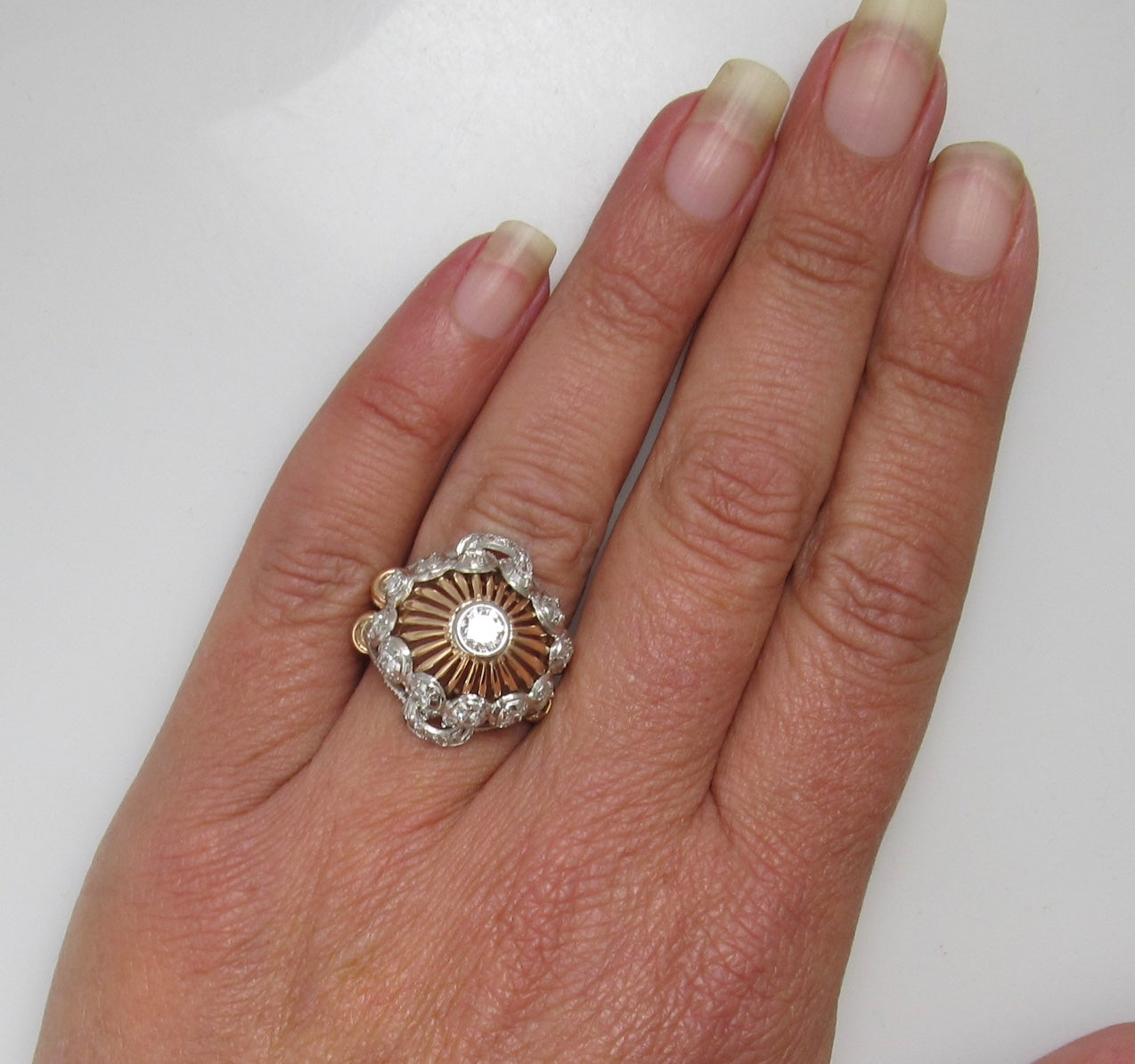 Vintage retro rose gold diamond ring