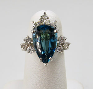London Blue topaz diamond cocktail ring