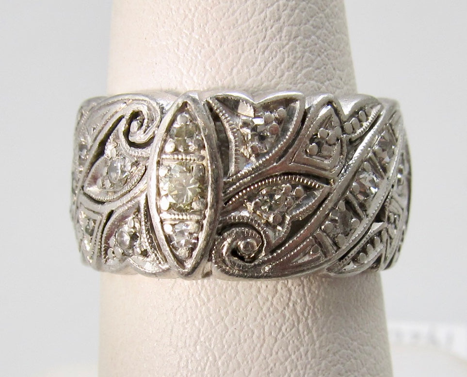 Antique wide diamond band