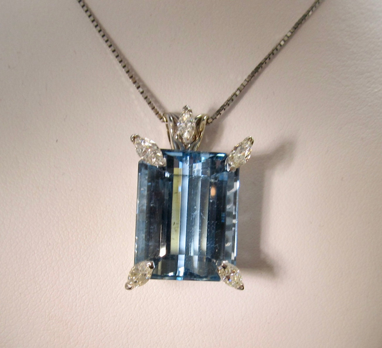 Victorious Cape May, aquamarine diamond necklace