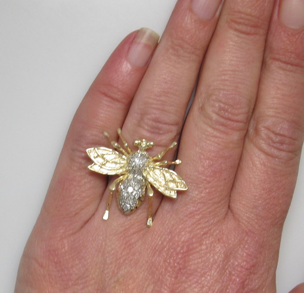 VERY cool large diamond bee ring