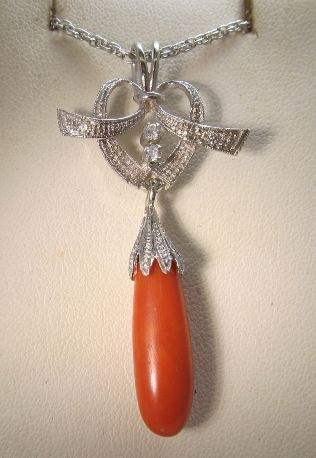 Vintage coral and diamond necklace