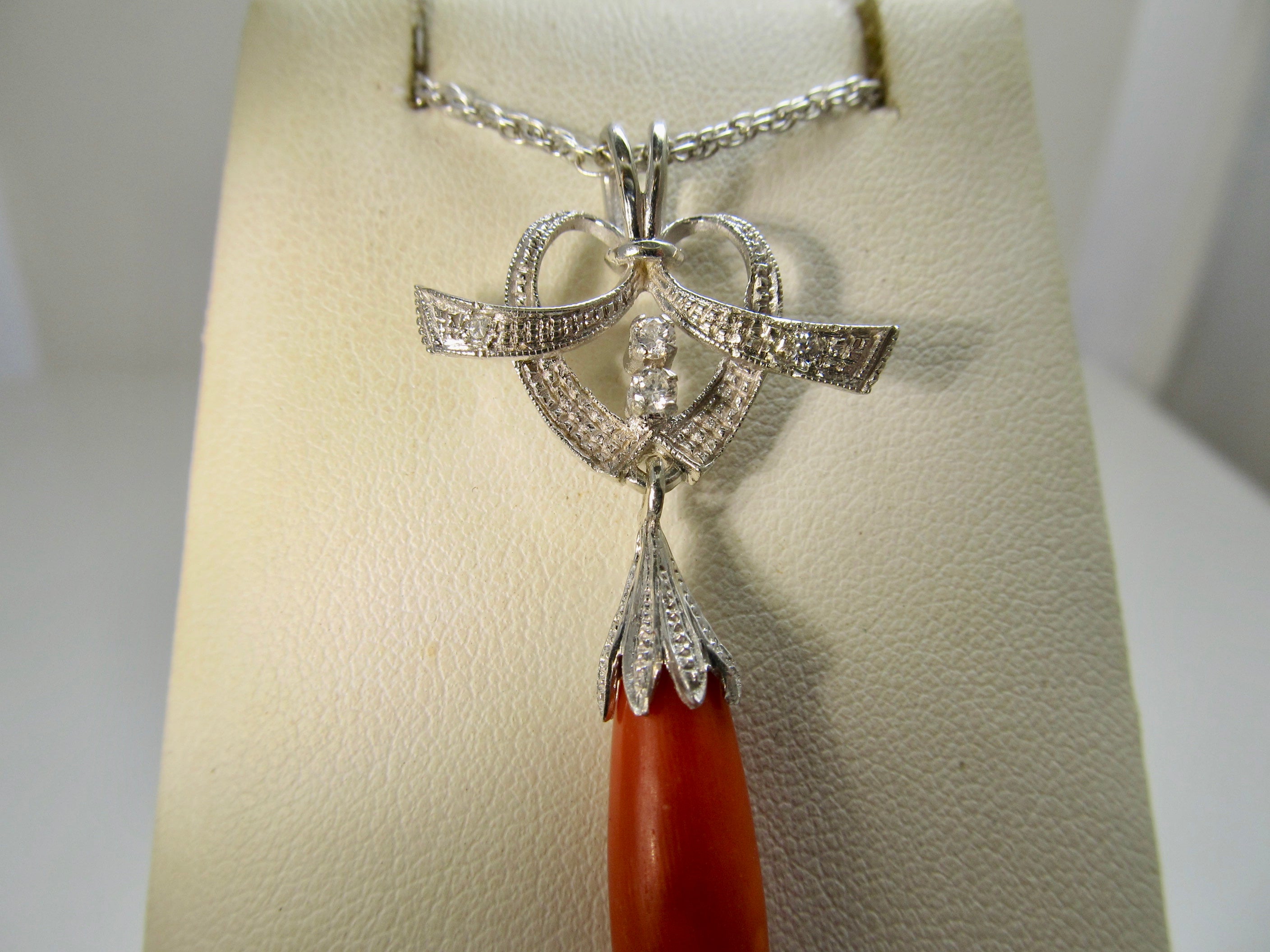 Vintage coral and diamond necklace