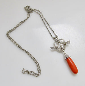 Vintage coral and diamond necklace