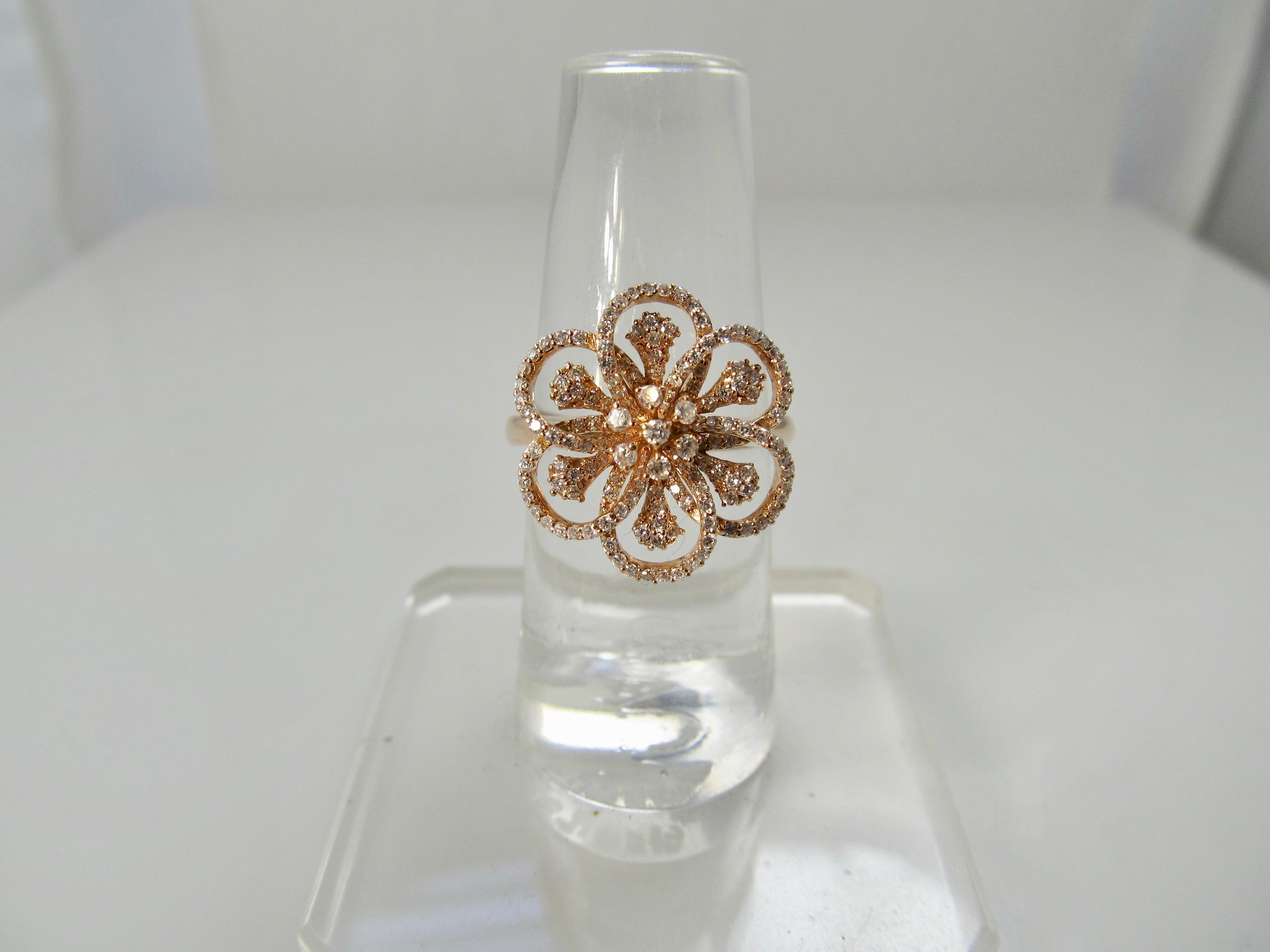 14k rose gold diamond flower ring