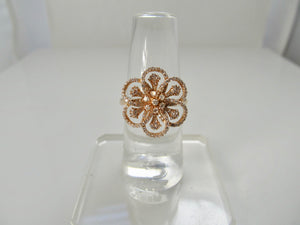 14k rose gold diamond flower ring