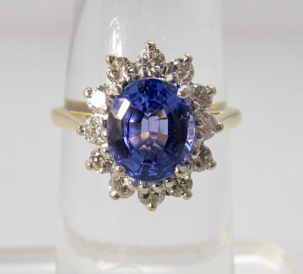 4.00ct tanzanite diamond halo ring