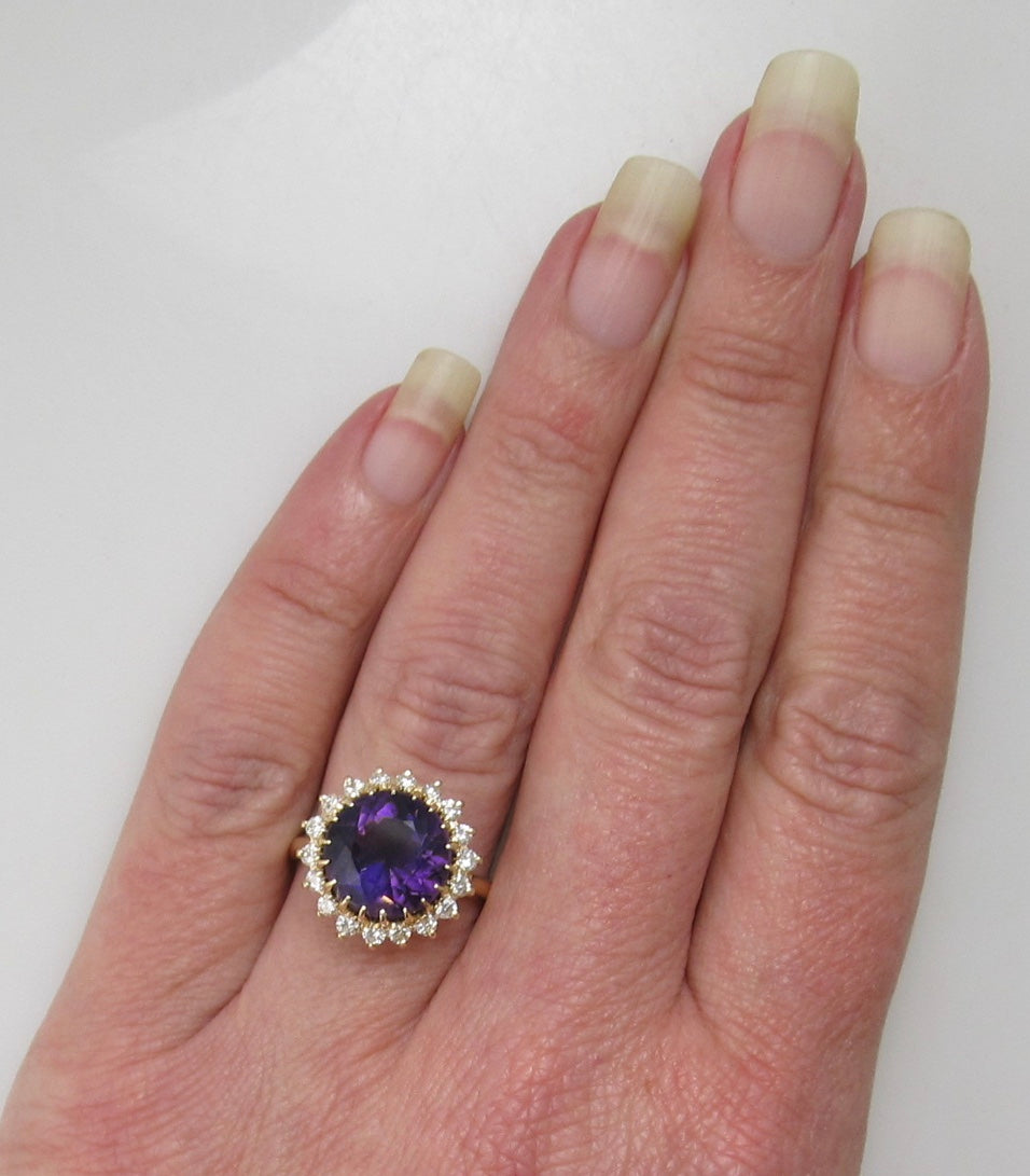5.00ct amethyst diamond halo ring