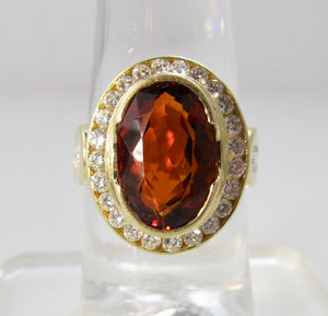 Modern citrine and diamond ring, 18k yellow gold