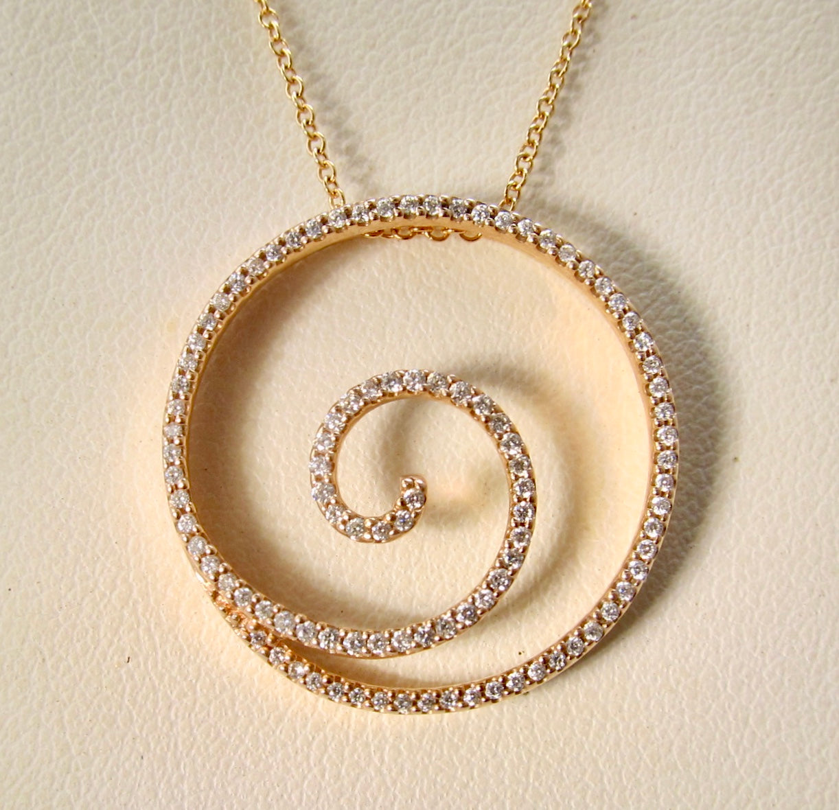 Rose gold diamond spiral necklace