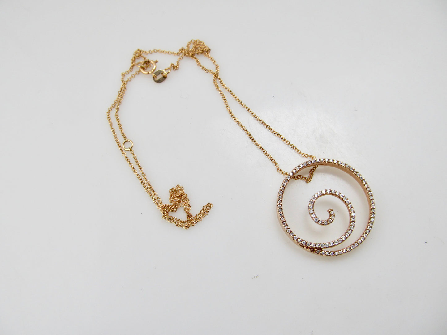 Rose gold diamond spiral necklace